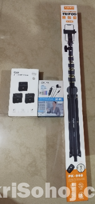 Plokama tripod, Sx9 Bluetooth microphone, Boya BY M1